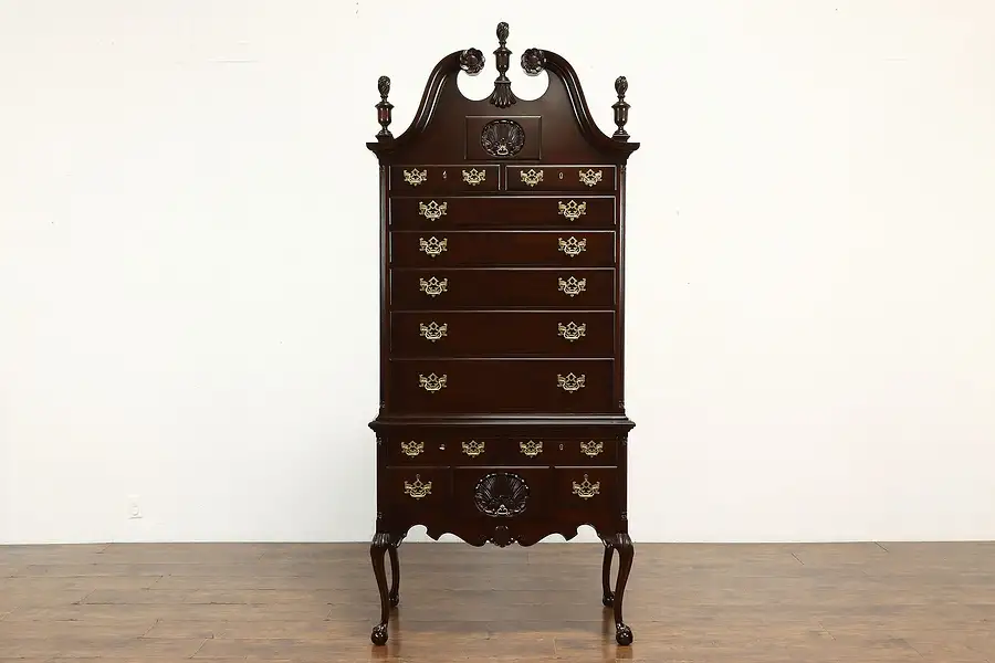 Main image of Georgian Style Vintage Mahogany High Boy Tall Chest on Chest, Kittinger