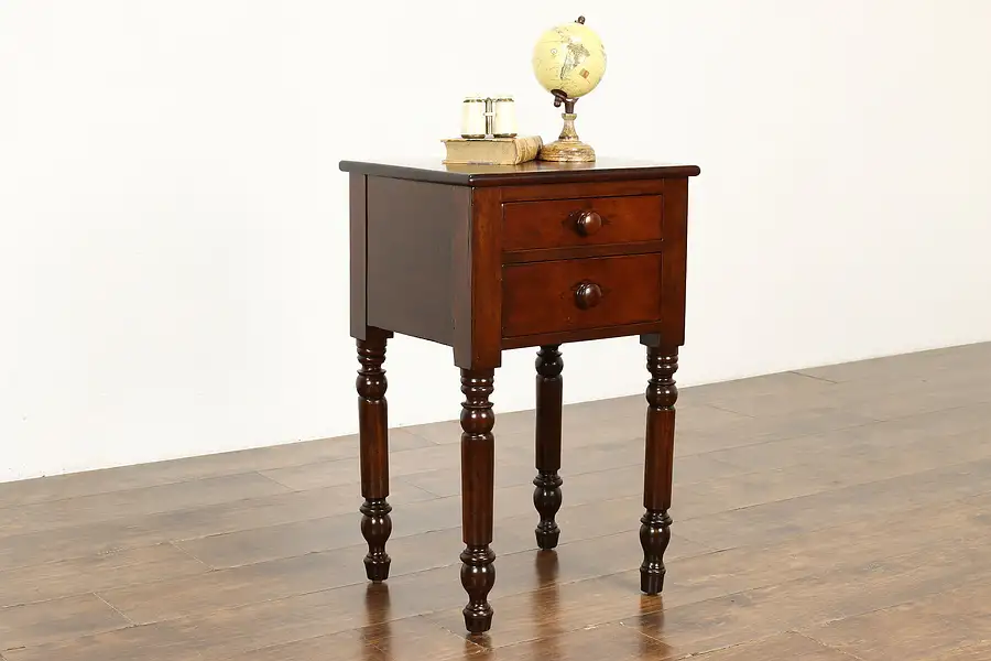 Main image of Farmhouse Antique Country Sheraton Cherry Nightstand, End or Lamp Table