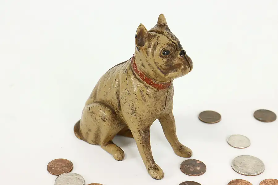 Main image of Farmhouse Antique Cast Iron Terrier Dog Sculpture Coin Bank