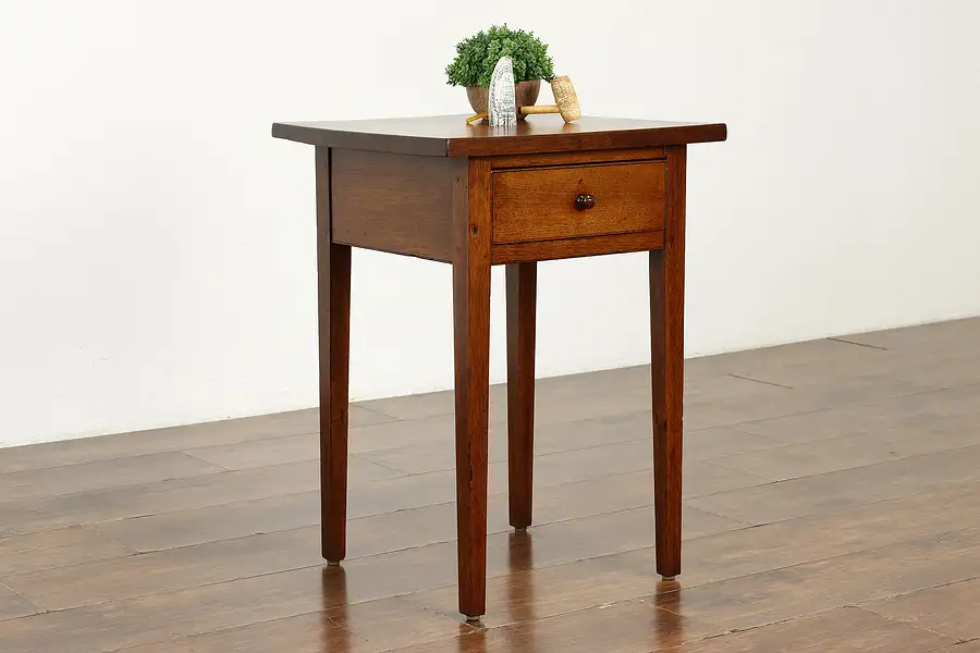 Main image of Hepplewhite Antique Farmhouse Walnut Nightstand, End or Lamp Table