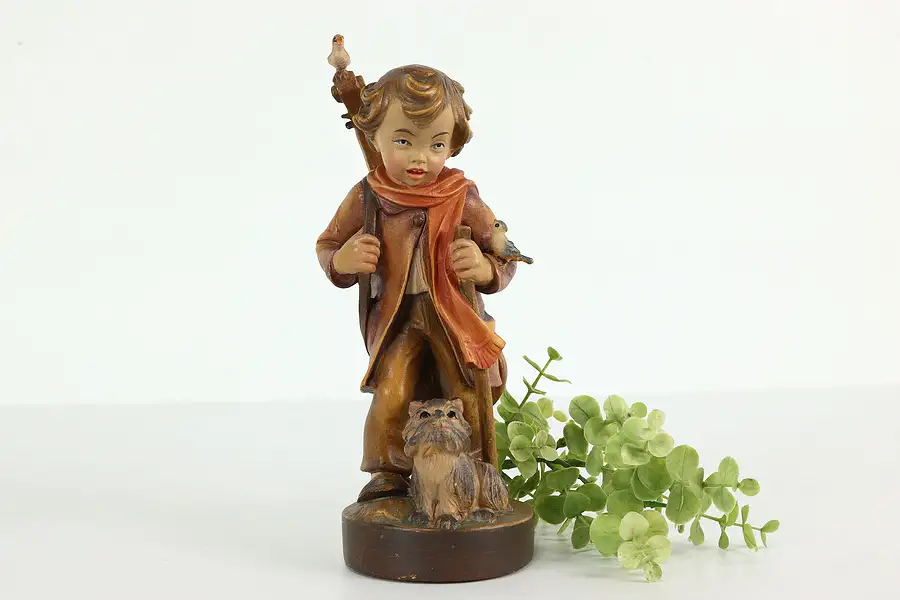 Main image of Swiss Carved Vintage Folk Art Statue, Cello or Bass Sculpture