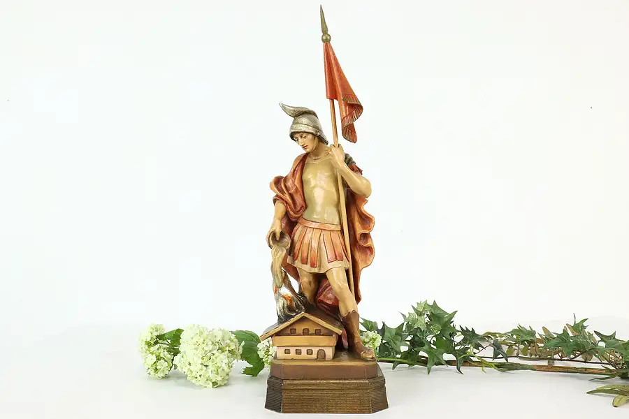 Main image of Mars Roman God of War Vintage Hand Carved Painted Alpine Sculpture