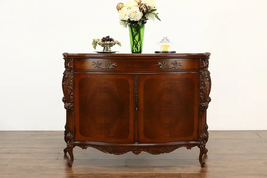 Main image of French Design Antique Walnut Server Hunt Board Console Sideboard Saginaw