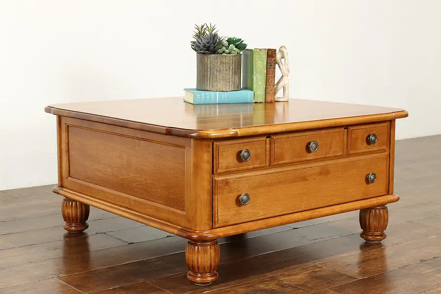 Main image of Traditional Vintage Birch Two Drawer Coffee Table, Nichols & Stone