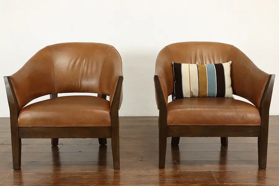 Main image of Pair of Midcentury Modern Large Vintage Leather Chairs, Gold & Williams