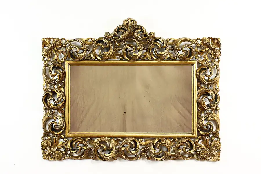 Main image of Italian Renaissance Design Hand Carved Antique Florentine Gold Mirror