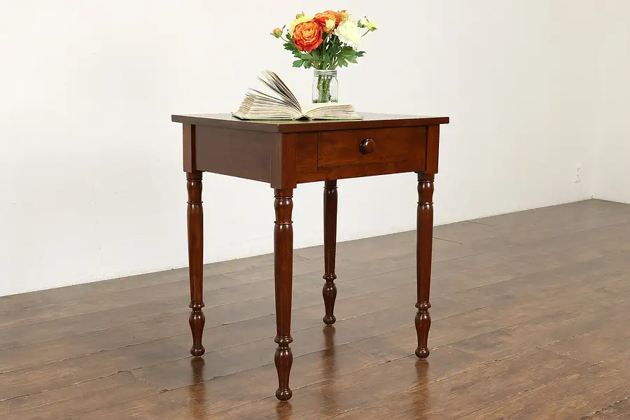 Main image of Farmhouse Victorian Antique Walnut Nightstand, End or Lamp Table