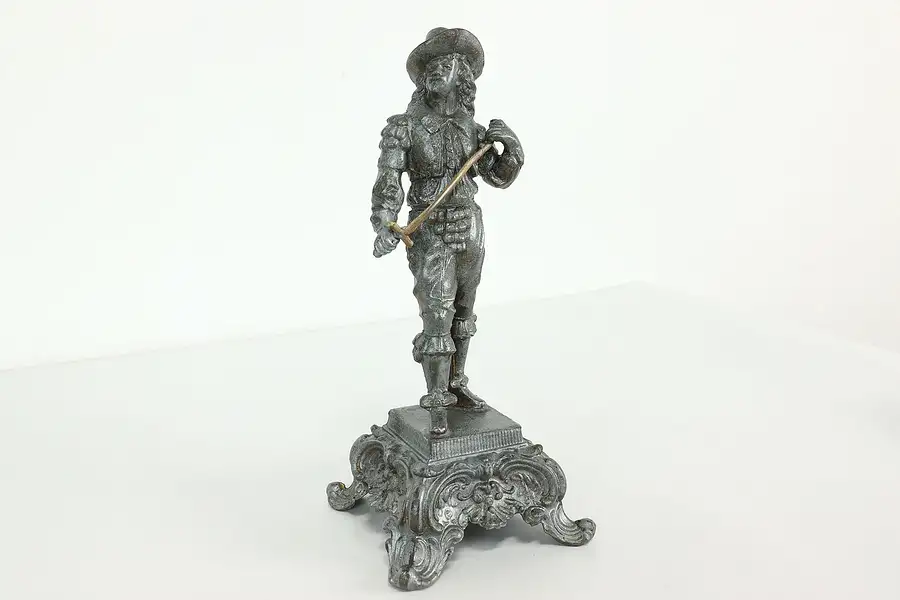 Main image of Victorian Musketeer or Swordsman Antique Pewter Statue, Bronze Sword