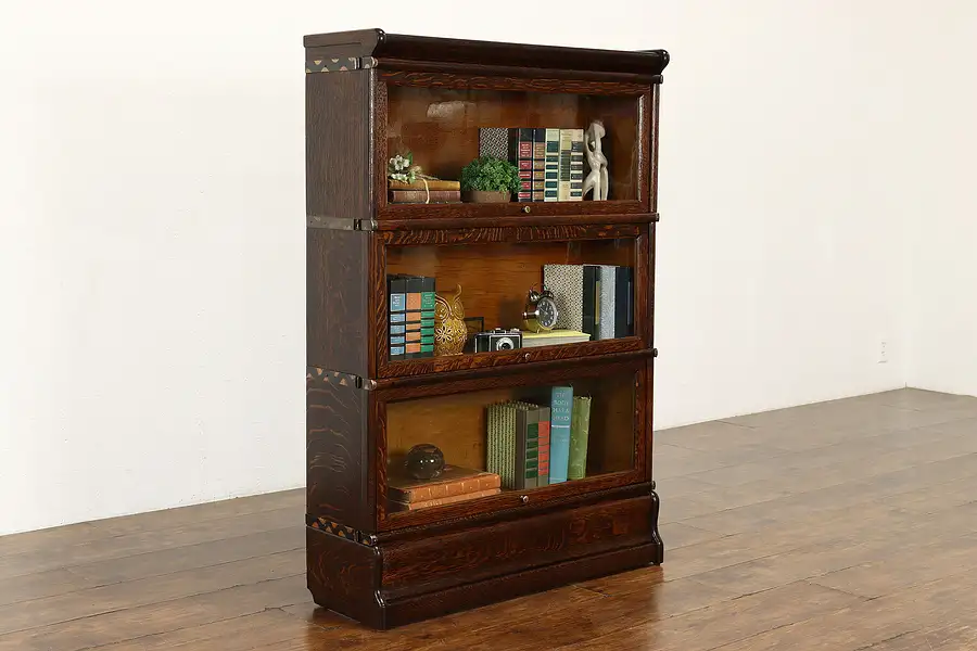 Main image of Lawyer Antique 3 Stack Quarter Sawn Oak Office Bookcase, Globe