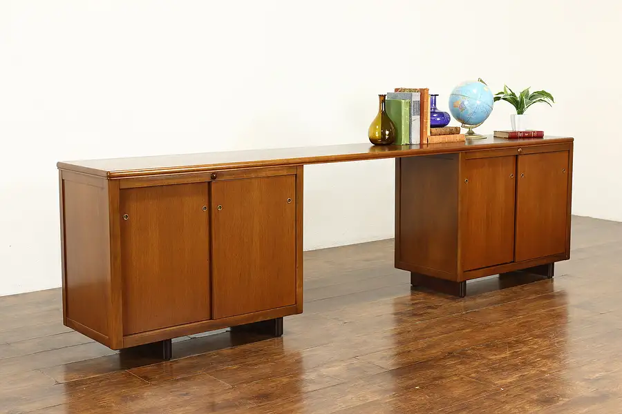 Main image of Midcentury Modern Vintage Walnut Office Credenza, Server or TV Console