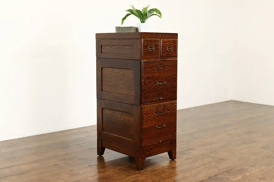 Main image of Arts & Crafts Mission Oak Antique Craftsman Office 4 Drawer File Cabinet