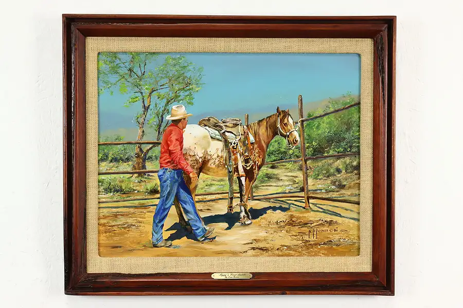 Main image of Appy's First Saddle Vintage Original Oil Painting of Horse, Bernier 24"