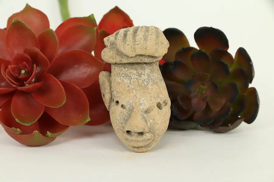 Main image of Pre-Columbian Mayan Style Miniature Terracotta Red Clay Head Age Unknown