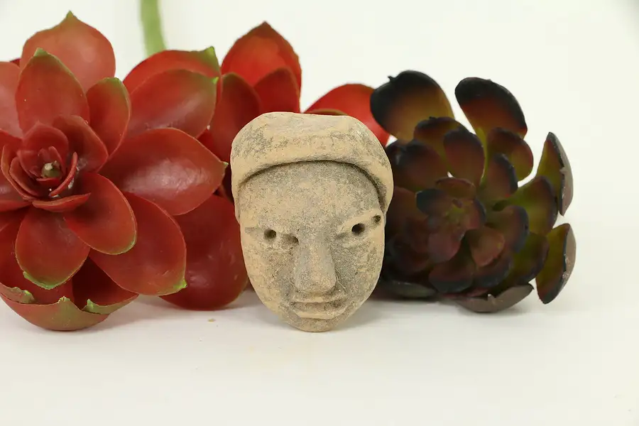 Main image of Pre-Columbian Mayan Style Miniature Terracotta Red Clay Head Age Unknown