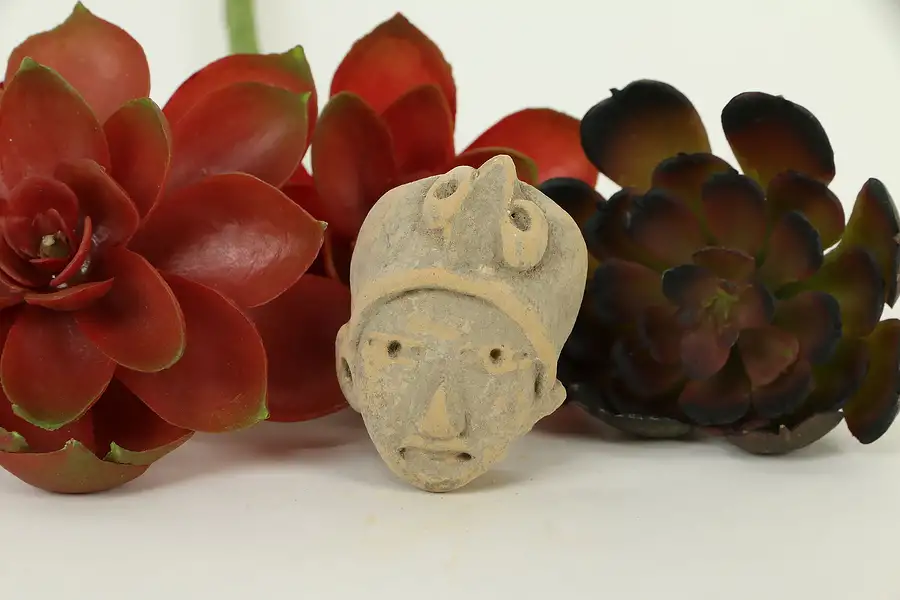 Main image of Pre-Columbian Mayan Style Miniature Terracotta Red Clay Head Age Unknown