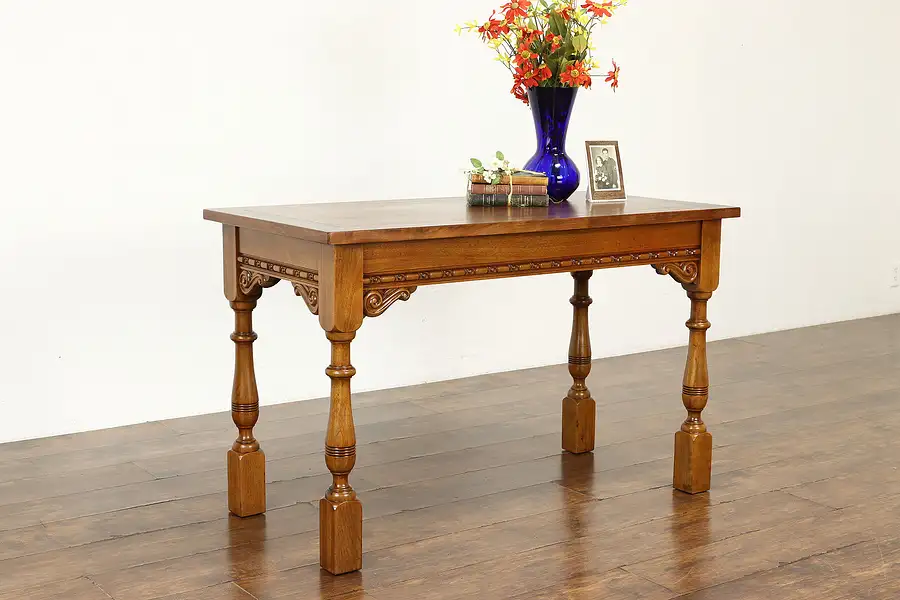 Main image of Tudor Design Antique Carved Walnut Library, Office or Breakfast Table