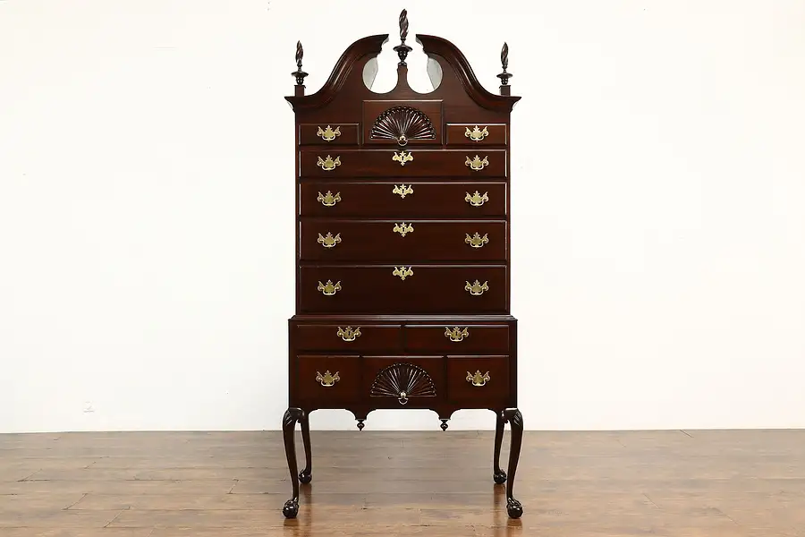 Main image of Georgian Design Antique Mahogany Highboy Dresser or Tall Chest on Chest