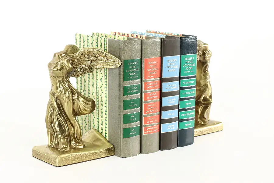 Main image of Pair of Brass Plated Iron Vintage Headless Victory Goddess Nike Bookends