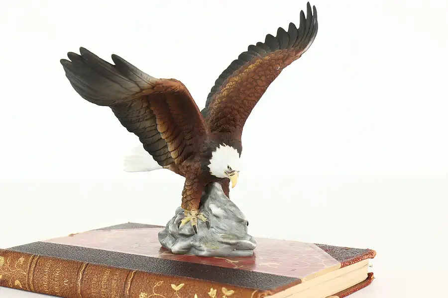 Main image of Bald Eagle in Flight Statue Painted Porcelain Sculpture