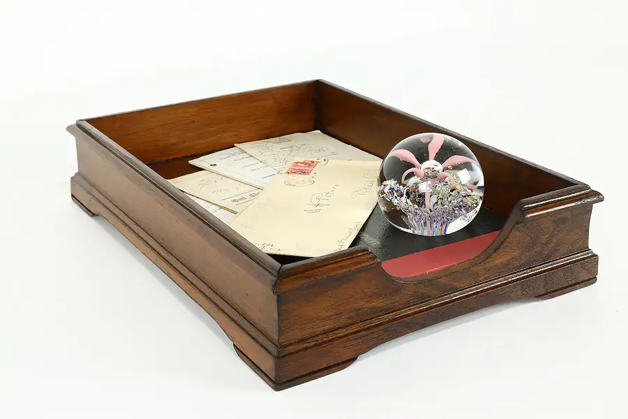 Main image of Traditional Walnut Office or Library Vintage Desktop File or Letter Tray