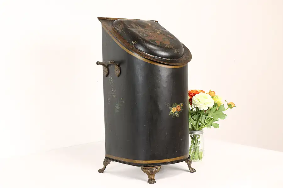 Main image of Victorian Antique Farmhouse Fireplace Hearth Coal Hod, Caddy or Scuttle