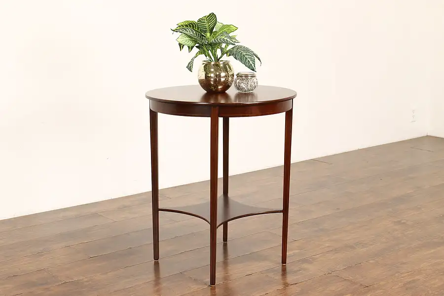 Main image of Mahogany Antique Inlaid Round Entry Hall or End Table