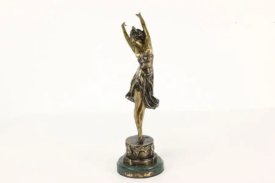 Main image of Swaying Dancer Statue Vintage Bronze Sculpture, Marble Base, Colinet