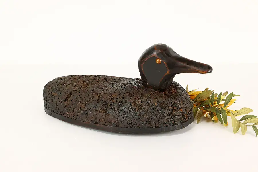 Main image of Farmhouse Carved Folk Art Antique Duck Decoy Cork & Wood Sculpture