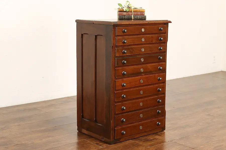 Main image of Victorian Antique Walnut 10 Drawer Office File or Collector Cabinet