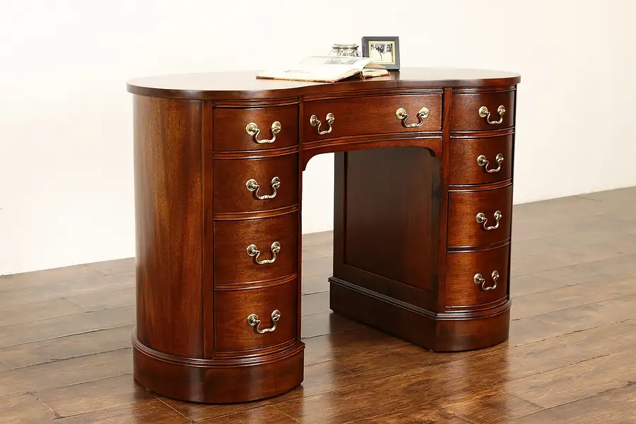 Main image of Traditional Vintage Mahogany Kidney Shape Office or Library Desk