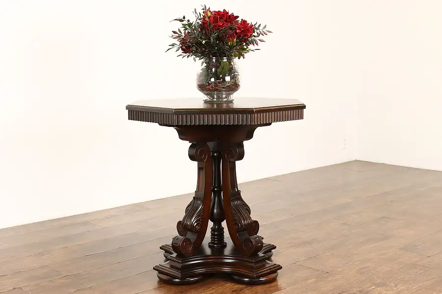 Main image of Tudor Design Vintage Figured Walnut Octagon Hall or Entryway Table