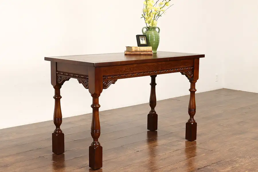 Main image of Tudor Antique Carved Walnut Console, Library, Office or Breakfast Table