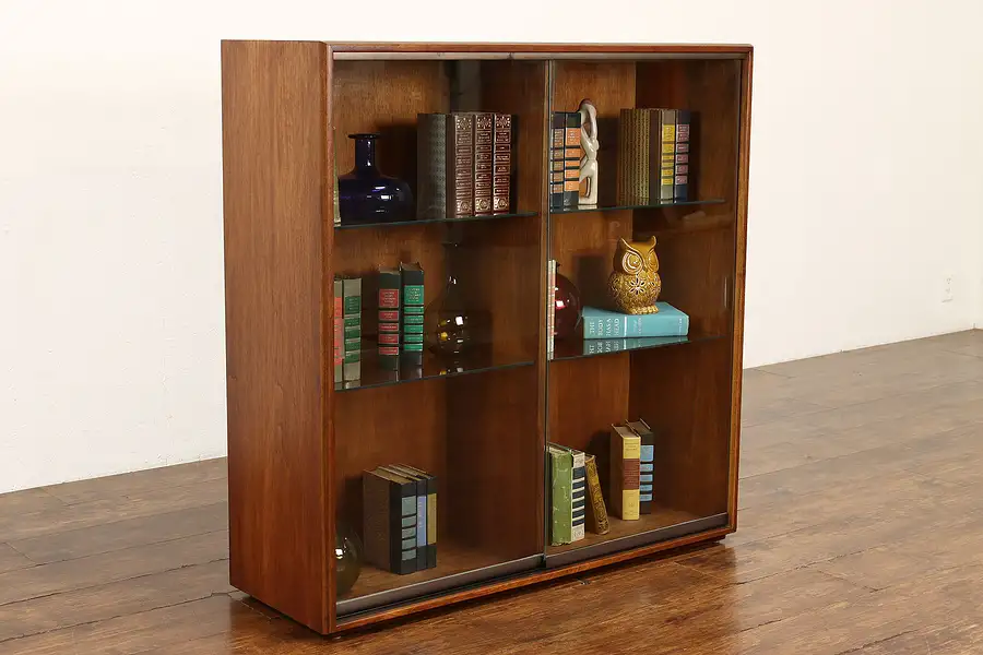 Main image of Midcentury Modern Vintage Walnut Bookcase or Display Cabinet, Jens Risom