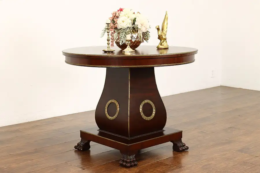 Main image of Empire Antique Flame Mahogany Round Parlor or Hall Table, Paw Feet