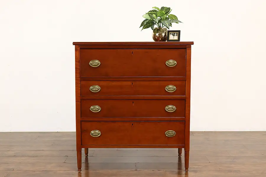 Main image of Sheraton 1830s Antique Cherry 4 Drawer Dresser or Chest