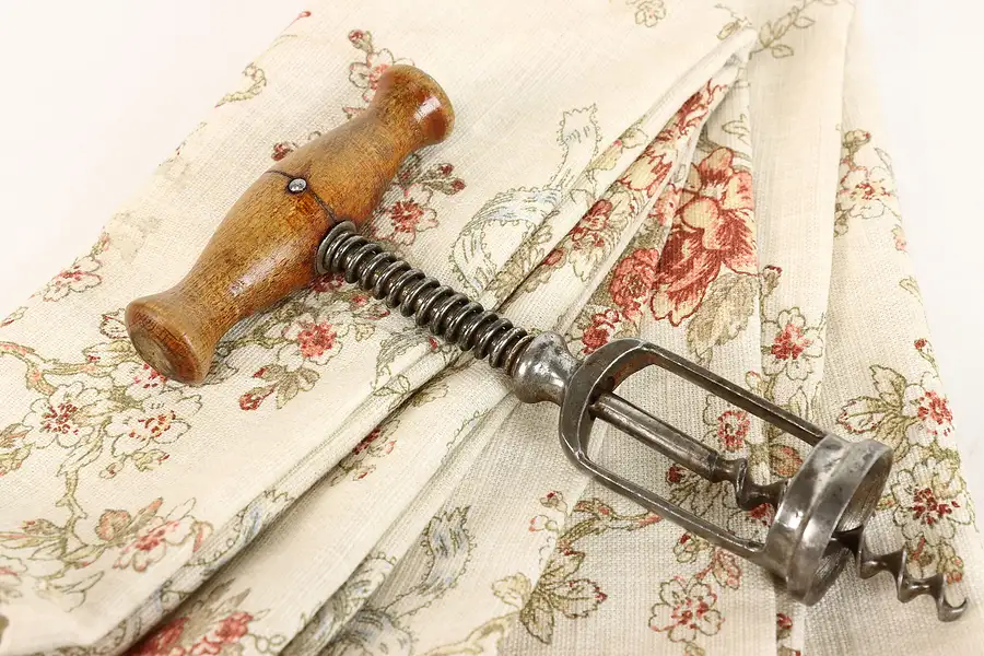 Main image of Farmhouse Birch Handle Vintage Spring Loaded Corkscrew Wine Bottle Opener