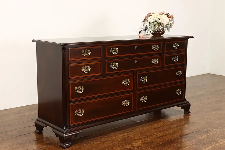 Main image of Georgian Design Vintage Mahogany 10 Drawer Dresser or Chest, Stickley