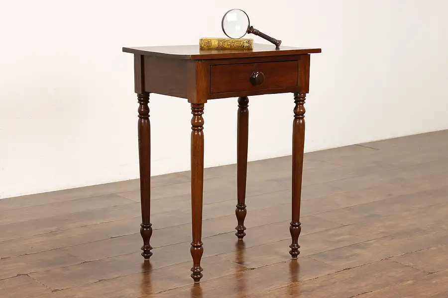 Main image of Sheraton Walnut Antique Farmhouse End or Lamp Table, Nightstand