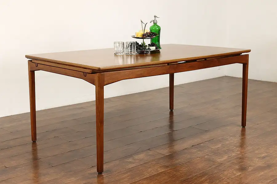 Main image of Midcentury Modern Vintage Walnut Dining Table, Refectory Leaves, Risom