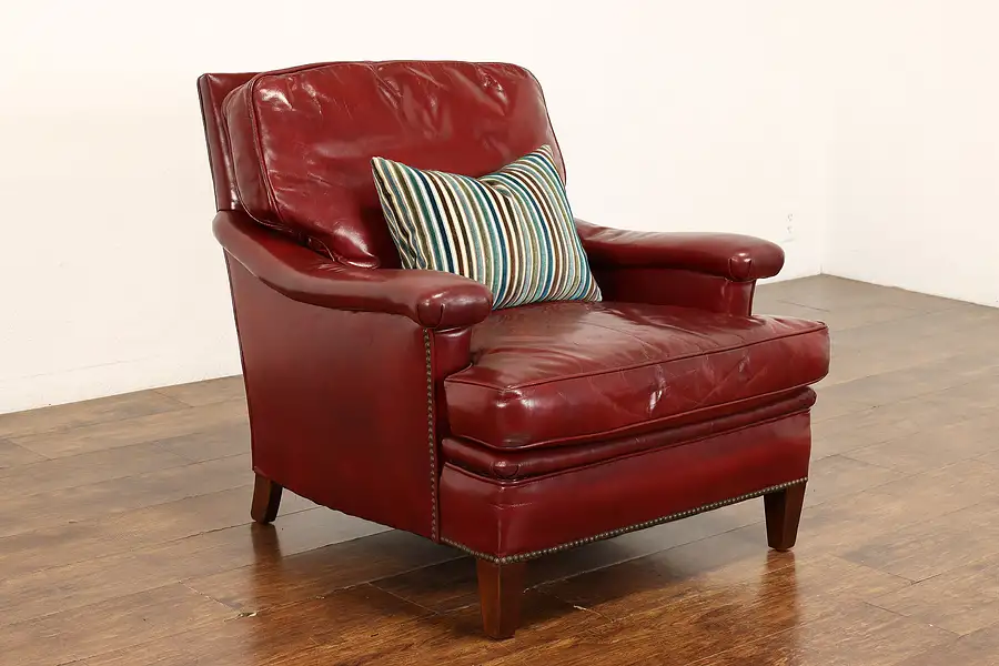 Main image of Midcentury Modern Vintage Red Leather Office or Library Chair, Klode