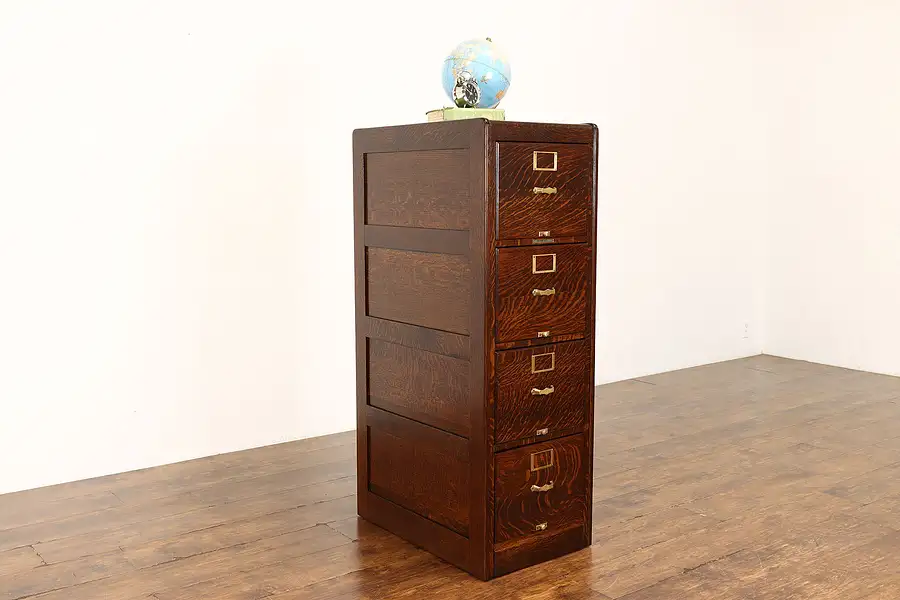 Main image of Traditional Oak Antique Office or Library File Cabinet, Library Bureau