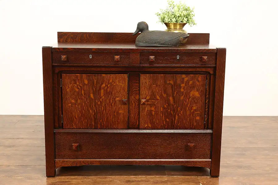 Main image of Arts & Crafts Mission Oak Antique Craftsman Sideboard, Server, Buffet