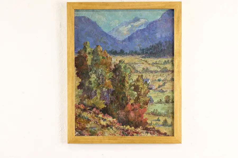 Main image of Valley in Fall Landscape Vintage Original Oil Painting, Lovejoy 21.5"