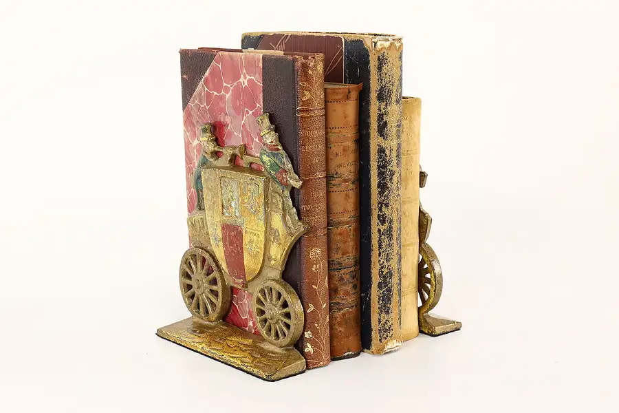 Main image of Pair of English Antique Painted Iron Royal Mail Coach Bookends, Nuydea