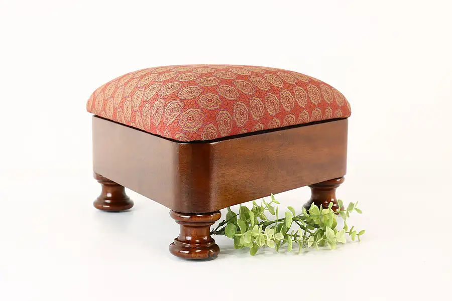 Main image of Empire Design Vintage Mahogany Triangle Footstool, New Upholstery