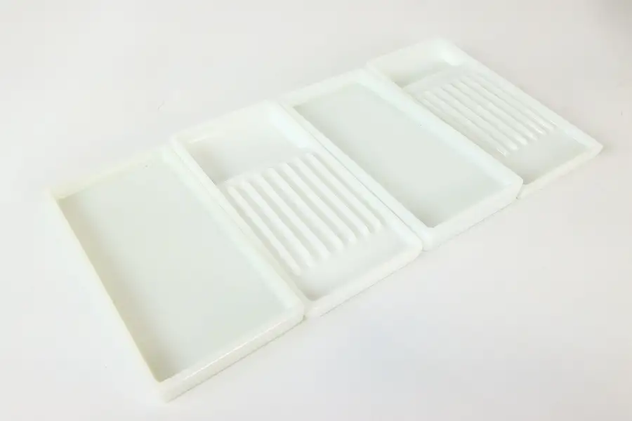 Main image of Set of Four Antique Milk Glass Dental Trays, Two Rivers WI