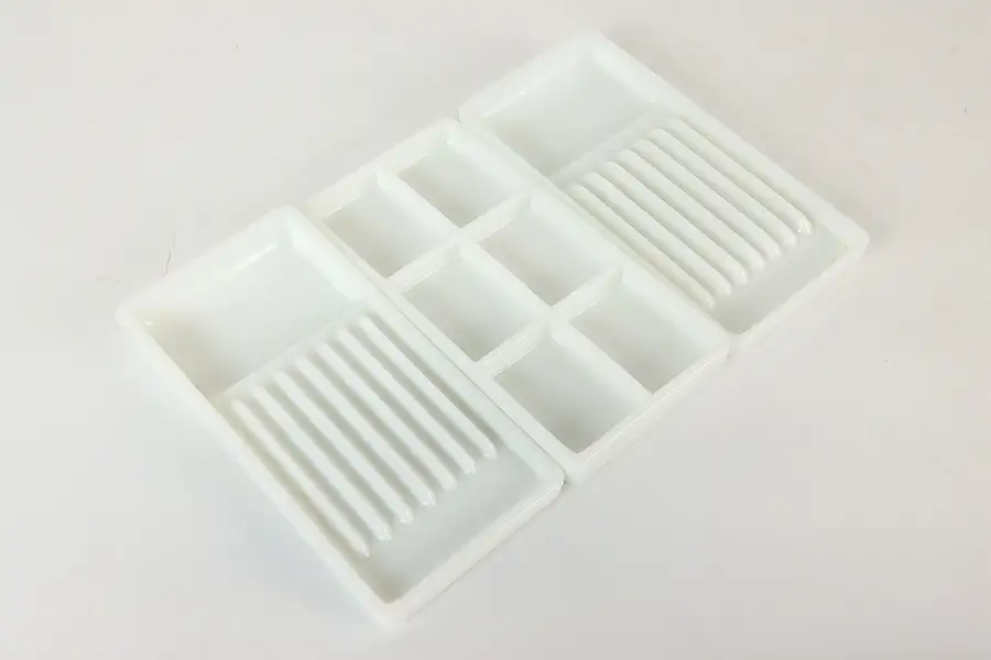 Main image of Set of Three Antique Milk Glass Dental Trays, Two Rivers WI