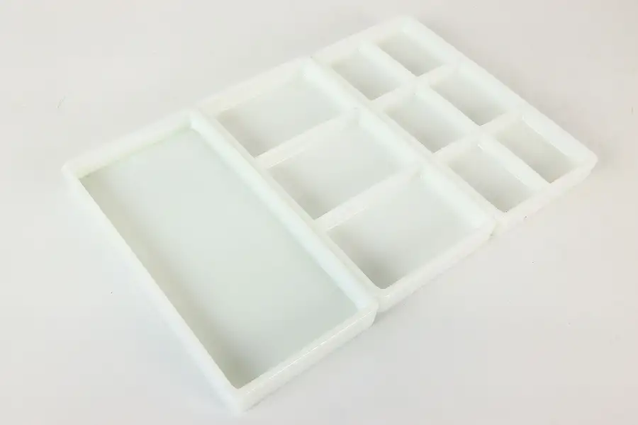 Main image of Set of Three Antique Milk Glass Dental Trays, Two Rivers WI