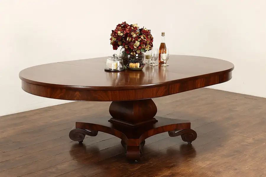 Main image of Empire Antique 5' Round Mahogany Dining Table, 6 Leaves Opens 12' Cowan