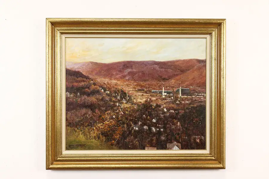 Main image of Late Fall Corning, NY Vintage Original Oil Painting, Reedy 38"